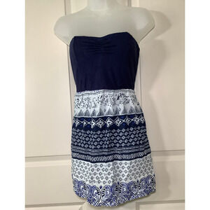 Roxy Sundress Size Medium Junior's Size Medium Blue Strapless Sweetheart